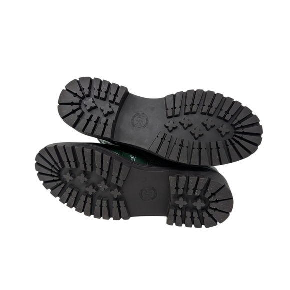 NWOT MICHAEL KORS Stark Crocodile Embossed Leather Combat Boot green - Picture 7 of 8